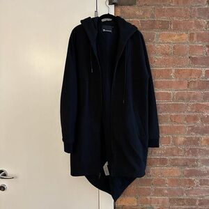 Alexander Wang Long Hooded Sweatshirt Parka Black Size Small